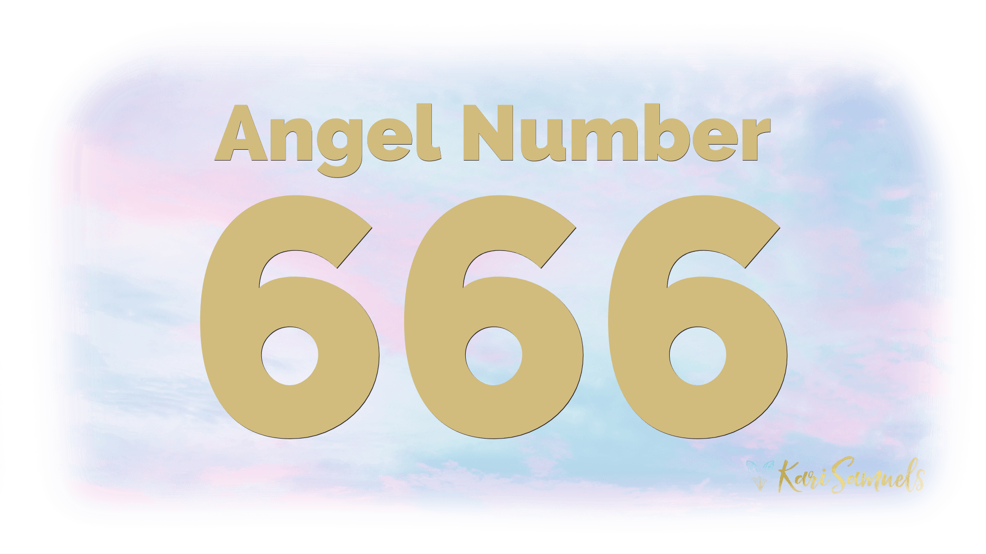 Angel number 666 in light blue and pink clouds in the background.