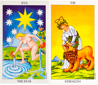 Star and Strength tarot birth cards.