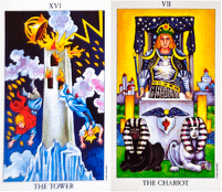 Tower and Chariot Tarot Birth Cards.