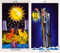 Hermit and Moon Tarot Birth Cards.