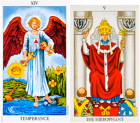 Temperance and The Hierophant Tarot Birth Cards.