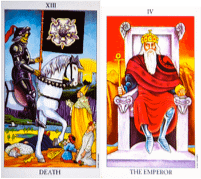 Death and The Emperor Tarot Birth Cards.