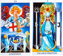 Judgement and High Priestess Tarot Birth Cards.